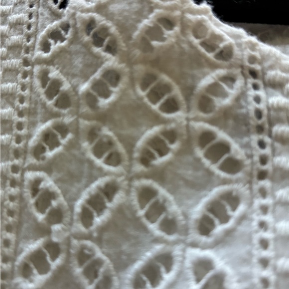 Lily White Cream and Light Blue Eyelet Yoke Striped Blouse - Picture 4 of 8